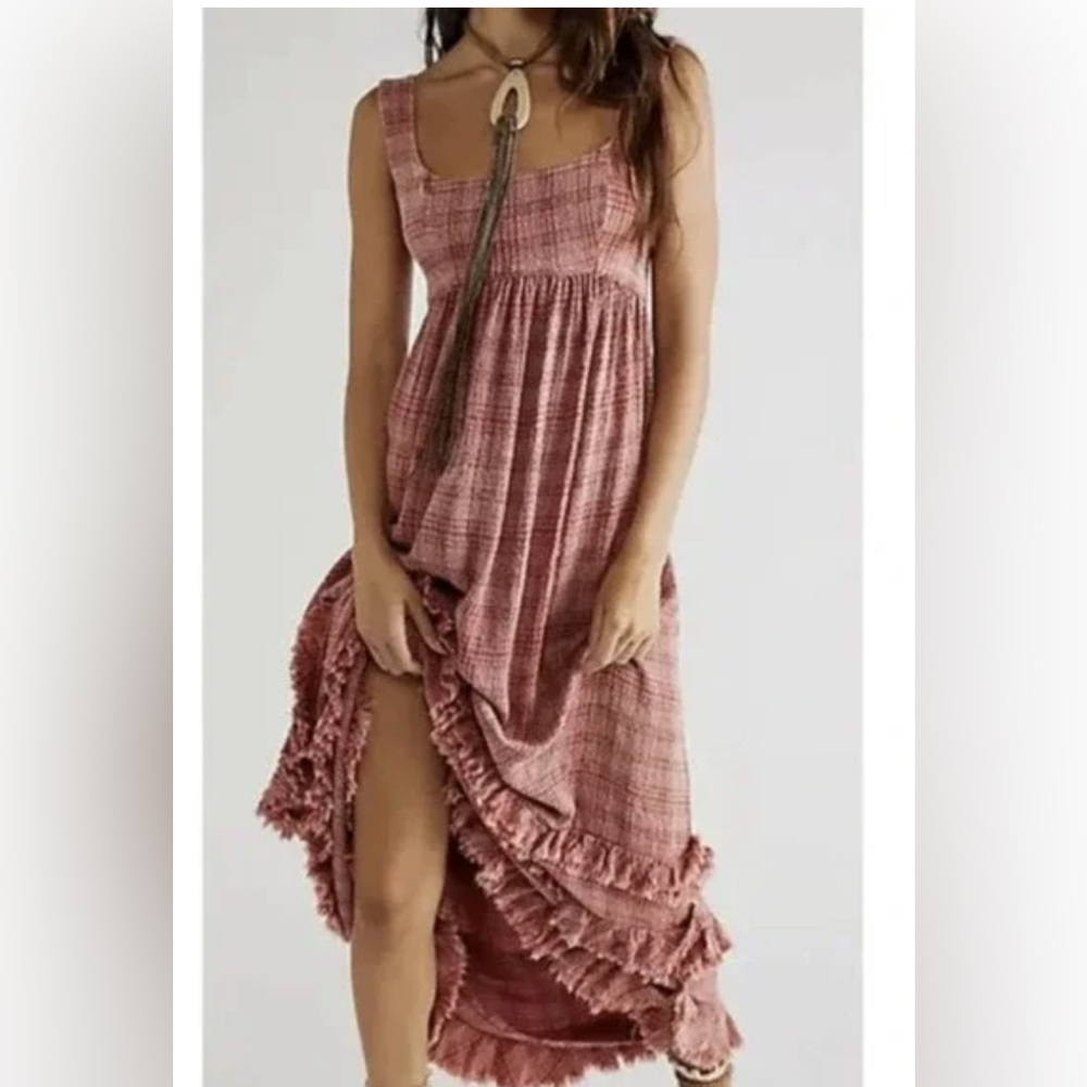 Lily plaid maxi dress in pink Free people